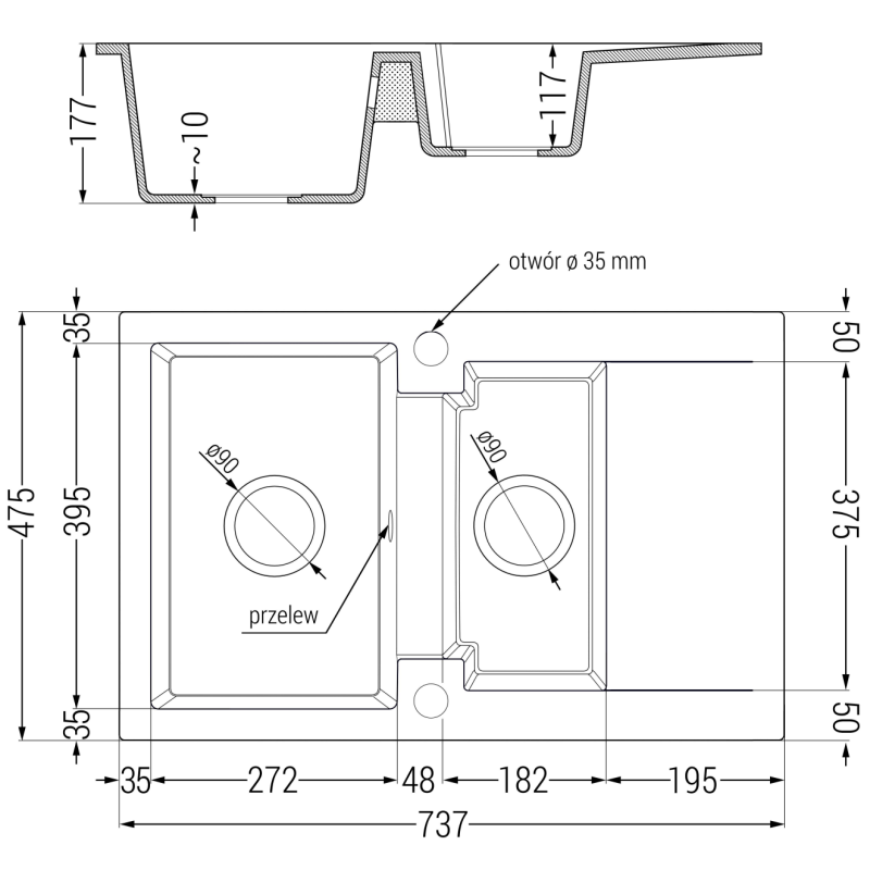 Mexen Gaspar gránit mosogató 1,5 rekeszes csepegtetővel és Savita konyhai csapteleppel, bézs - 6507-69-672601-50