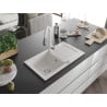 Mexen Pablo chiuvetă granitică cu 1 compartiment cu scurgător și baterie de bucătărie Savita, alb - 6510-20-672601-20
