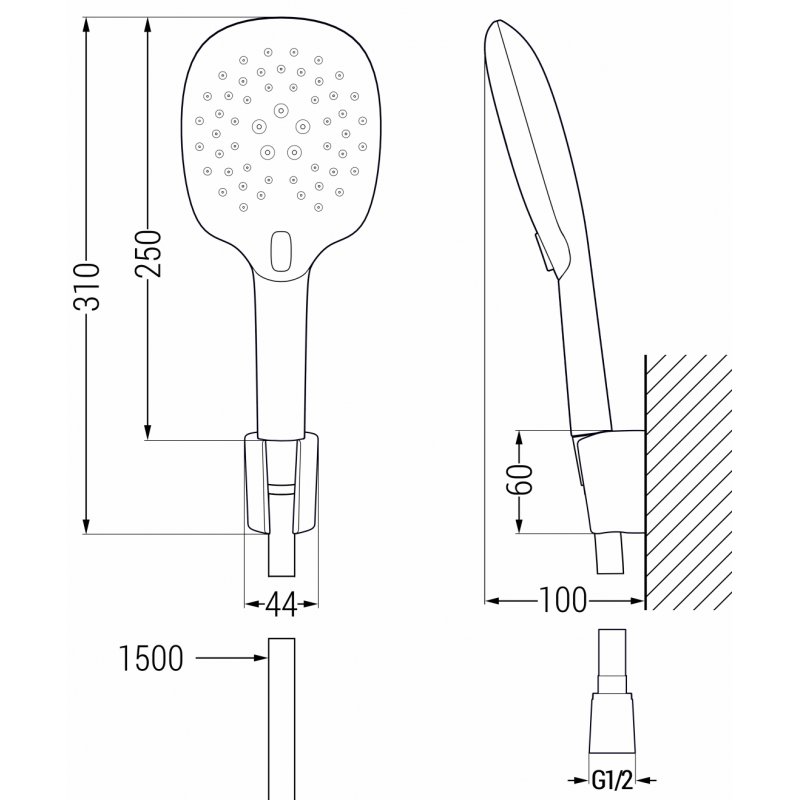 Mexen R-22 set de duș fix, crom - 785225052-00