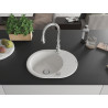 Mexen Kevin chiuvetă de granit cu 1 cameră cu picurător și baterie de bucătărie Savita, albă - 6517-20-672601-00