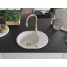 Mexen Kevin chiuvetă de granit cu 1 compartiment și scurgător și baterie de bucătărie Savita, alb - 6517-20-672601-50