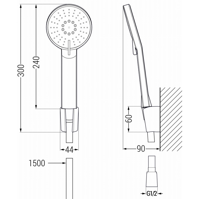 Mexen R-40 set de duș cu punct fix, gri pistol periat - 785405052-66