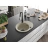 Mexen Kevin chiuvetă de granit cu un compartiment, cu picurător și baterie de bucătărie Savita, Bej - 6517-69-672601-70