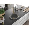 Mexen Kevin chiuvetă de granit cu un compartiment, cu picurător și baterie de bucătărie Savita, gri - 6517-71-672601-50