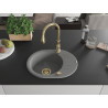 Mexen Kevin chiuvetă de bucătărie din granit cu 1 compartiment, cu scurgător și baterie Savita, gri - 6517-71-672601-50