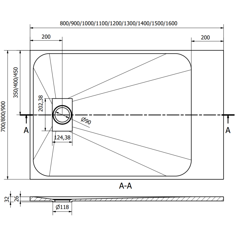 Mexen Hugo brodzik dreptunghiular SMC 100 x 90 cm, alb - 42109010