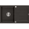 Mexen Bruno chiuvetă de granit cu o cuvă și picurător 795 x 495 mm, negru/auriu metalizat, sifon cromat - 6513791010-75