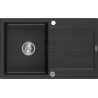Mexen Bruno chiuvetă granitică cu 1 compartiment cu scurgător 795 x 495 mm, negru/auriu metalizat, sifon crom - 6513791010-75