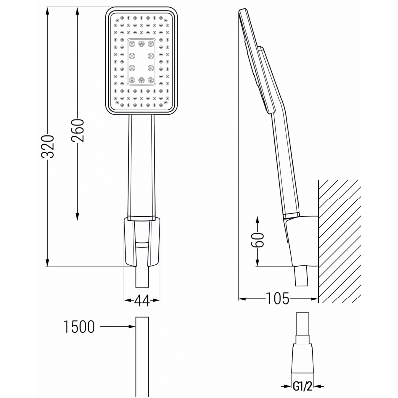 Mexen R-54 set de duș fix, negru/crom - 785545052-71