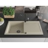 Mexen Leo chiuvetă de granit cu un compartiment, cu picurător și baterie de bucătărie Carla, Bej - 6501-69-670700-70