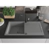 Mexen Leo chiuvetă de granit cu un compartiment, cu picurător și baterie de bucătărie Carla, gri - 6501-71-670700-70-B