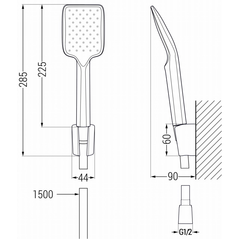 Mexen R-62 ponti zuhanykészlet, kefélt pisztolyszürke - 785625052-66