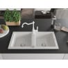 Mexen Mario chiuvetă de bucătărie din granit cu 2 compartimente cu baterie de bucătărie Carla, alb - 6504-20-670700-20