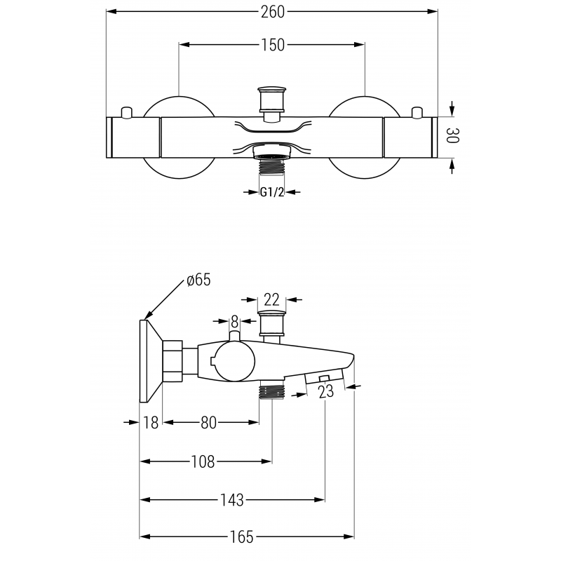 Mexen Nox baterie cadă termostatică, crom - 77350-00