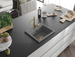 Mexen Milo chiuvetă granit cu 1 compartiment cu baterie bucătărie Carla, gri - 6505-71-670700-50