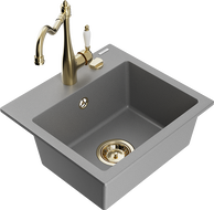 Mexen Milo chiuvetă granit cu 1 compartiment cu baterie bucătărie Carla, gri - 6505-71-670700-50