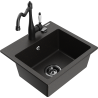 Mexen Milo chiuvetă de granit cu 1 cameră cu baterie de bucătărie Carla, negru/auriu metalic - 6505-75-670700-70-B