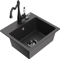 Mexen Milo chiuvetă de granit cu 1 cameră cu baterie de bucătărie Carla, negru cu pete - 6505-76-670700-70-B