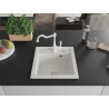 Mexen Vito chiuvetă de bucătărie din granit cu o singură cameră cu baterie de bucătărie Carla, albă - 6503-20-670700-20