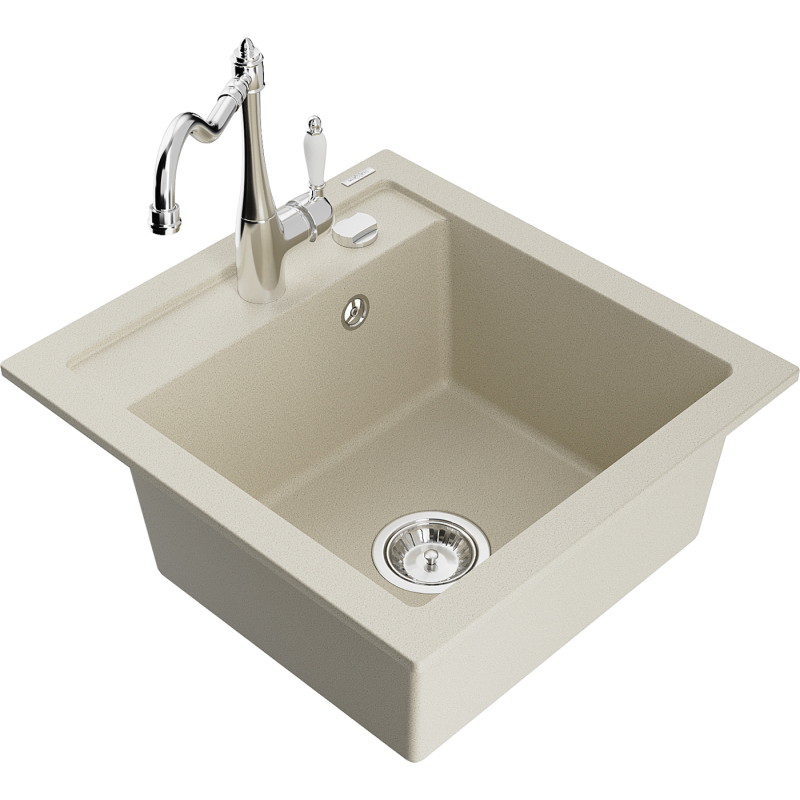 Mexen Vito chiuvetă granit 1-cu vas cu baterie de bucătărie Carla, bej - 6503-69-670700-00