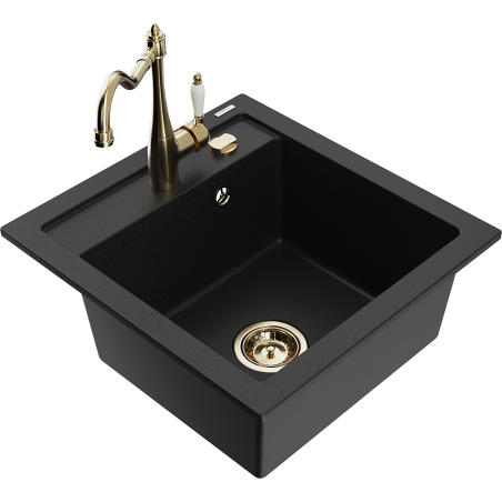 Mexen Vito chiuvetă de granit cu 1 compartiment cu baterie de bucătărie Carla, negru - 6503-77-670700-50