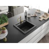 Mexen Vito chiuvetă granitică cu o cuvă cu baterie de bucătărie Carla, negru - 6503-77-670700-50-B
