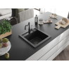 Mexen Vito gránit mosogató 1 rekeszes Carla konyhai csappal, fekete - 6503-77-670700-70-B