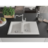 Mexen Pablo chiuvetă din granit cu o singură cuvă cu scurgător și baterie de bucătărie Carla, albă - 6510-20-670700-00