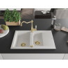Mexen Pablo chiuvetă de granit cu 1 compartiment cu scurgător și baterie de bucătărie Carla, alb - 6510-20-670700-50