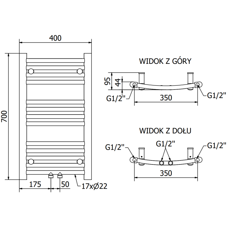 Mexen Ares radiator baie 700 x 400 mm, 240 W, negru - W102-0700-400-00-70
