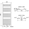 Mexen Ares fürdőszobai radiátor 1500 x 600 mm, 733 W, Fekete - W102-1500-600-00-70