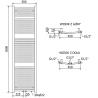 Mexen Ares fürdőszobai radiátor 1800 x 500 mm, 820 W, Fehér - W102-1800-500-00-20