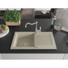 Mexen Pablo gránit mosogató 1-medencés csepegtetővel és Carla konyhai csapteleppel, bézs - 6510-69-670700-00