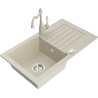 Mexen Pablo chiuvetă de bucătărie din granit cu o singură cuvă, cu scurgător și baterie, model Carla, bej