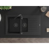 Mexen Matias chiuvetă de granit cu 1,5 compartimente cu scurgător și baterie de bucătărie Telma, negru/argintiu