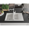 Mexen Gaspar chiuvetă de bucătărie 1,5 camere din granit cu scurgător și baterie Carlă, albă - 6507-20-670700-20