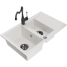 Mexen Gaspar chiuvetă de granit cu 1,5 compartimente cu scurgător și baterie de bucătărie Carla, alb - 6507-20-670700-70