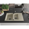 Mexen Gaspar chiuvetă de granit cu 1,5 cuve cu scurgător și baterie de bucătărie Carla, bej - 6507-69-670700-70