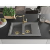 Mexen Gaspar chiuvetă din granit cu 1,5 compartimente, cu scurgător și baterie de bucătărie Carla, gri - 6507-71-670700-50