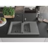 Mexen Gaspar chiuvetă de granit cu 1,5 compartimente și scurgător și baterie de bucătărie Carla, gri - 6507-71-670700-70-B