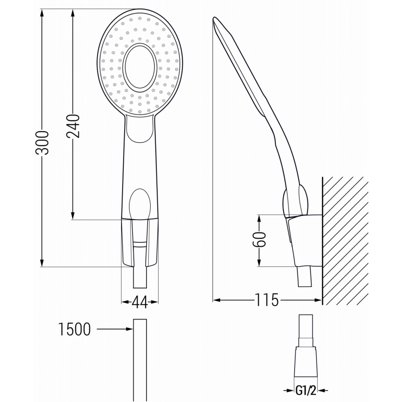 Mexen R-73 pont zuhanyszett, fekete - 785735052-70