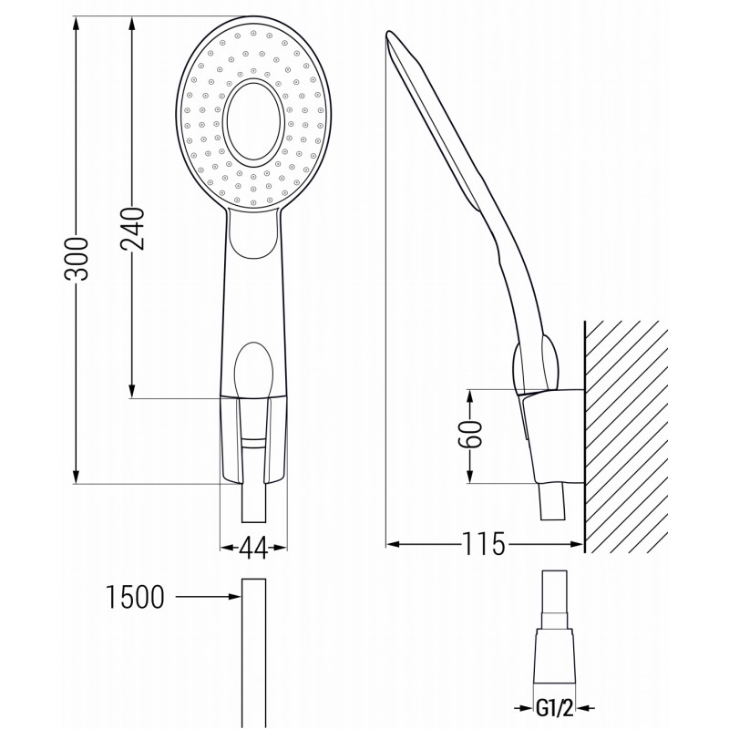 Mexen R-73 set de duș fix, negru - 785735052-70