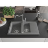 Mexen Gaspar chiuvetă de granit cu 1,5 cuve, cu scurgător și baterie de bucătărie Carla, gri - 6507-71-670700-71