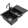 Mexen Gaspar chiuvetă de bucătărie din granit cu 1,5 compartimente, cu picurător și robinet de bucătărie Carla,