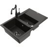 Mexen Gaspar chiuvetă de granit cu 1,5 compartimente, cu scurgător și baterie de bucătărie Carla negru/auriu metalizat