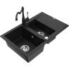 Mexen Gaspar chiuvetă de granit cu 1,5 compartimente, cu scurgător și baterie de bucătărie Carla, negru - 6507-77-670700-00
