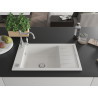 Mexen Elias chiuveta de granit cu 1 compartiment cu picurător și baterie de bucătărie Carla, albă - 6511-20-670700-00