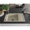 Mexen Elias chiuvetă de granit cu 1 cuvă cu scurgător și baterie de bucătărie Carla, bej - 6511-69-670700-70
