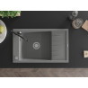 Mexen Elias 1 rekeszes gránit mosogató csepegtetővel és Carla konyhai csapteleppel, szürke - 6511-71-670700-70