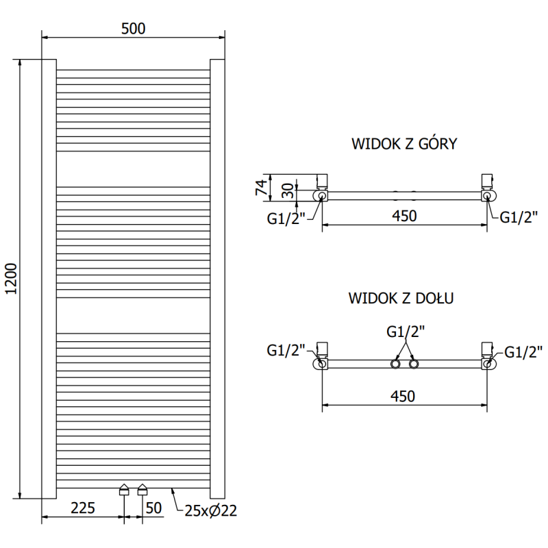 Mexen Mars radiator baie 1200 x 500 mm, 528 W, antracit - W110-1200-500-00-66
